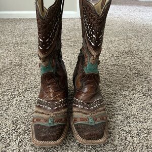Corral Brown and Teal Leather Boots